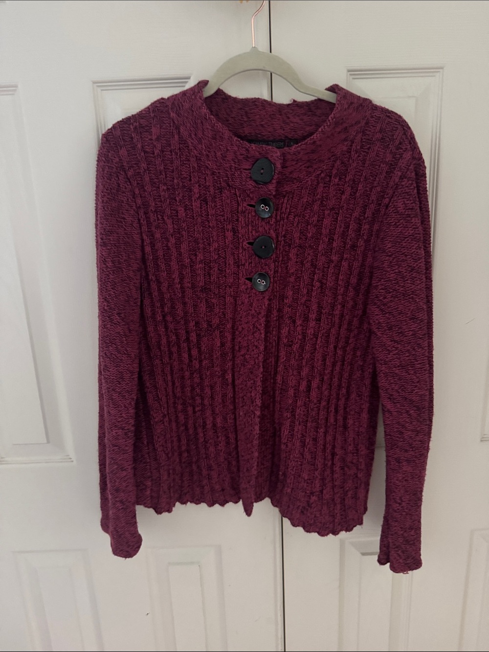 Nomadic Traders Burgundy Ribbed Button-Front Cardigan